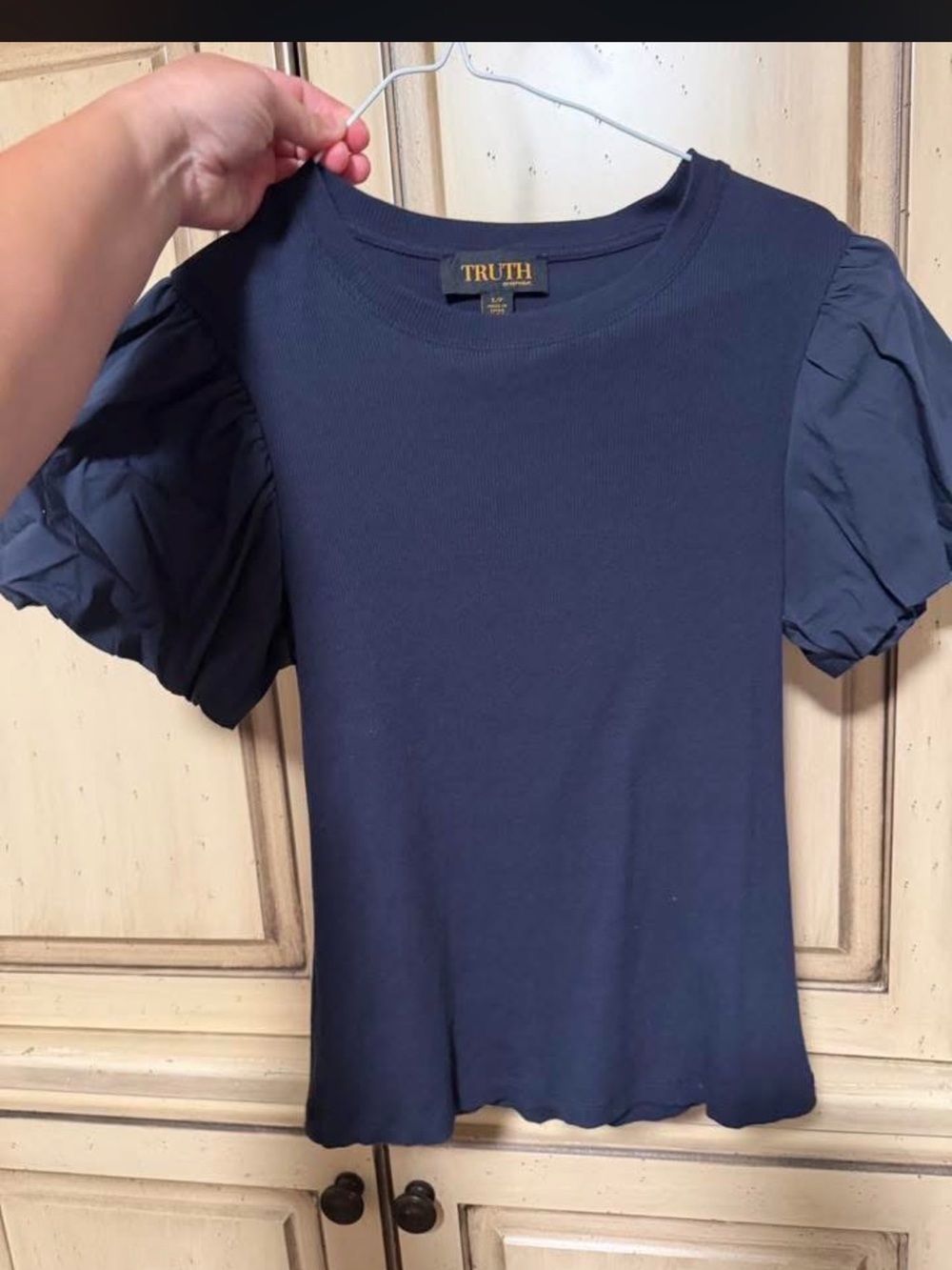 TRUTH Navy Short-Sleeve Puff Shoulder Tee